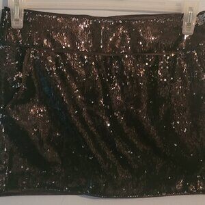 Forever 21 Black Sequin Lined Mini Skirt Back Zip Pockets Polyester Size S/P NEW